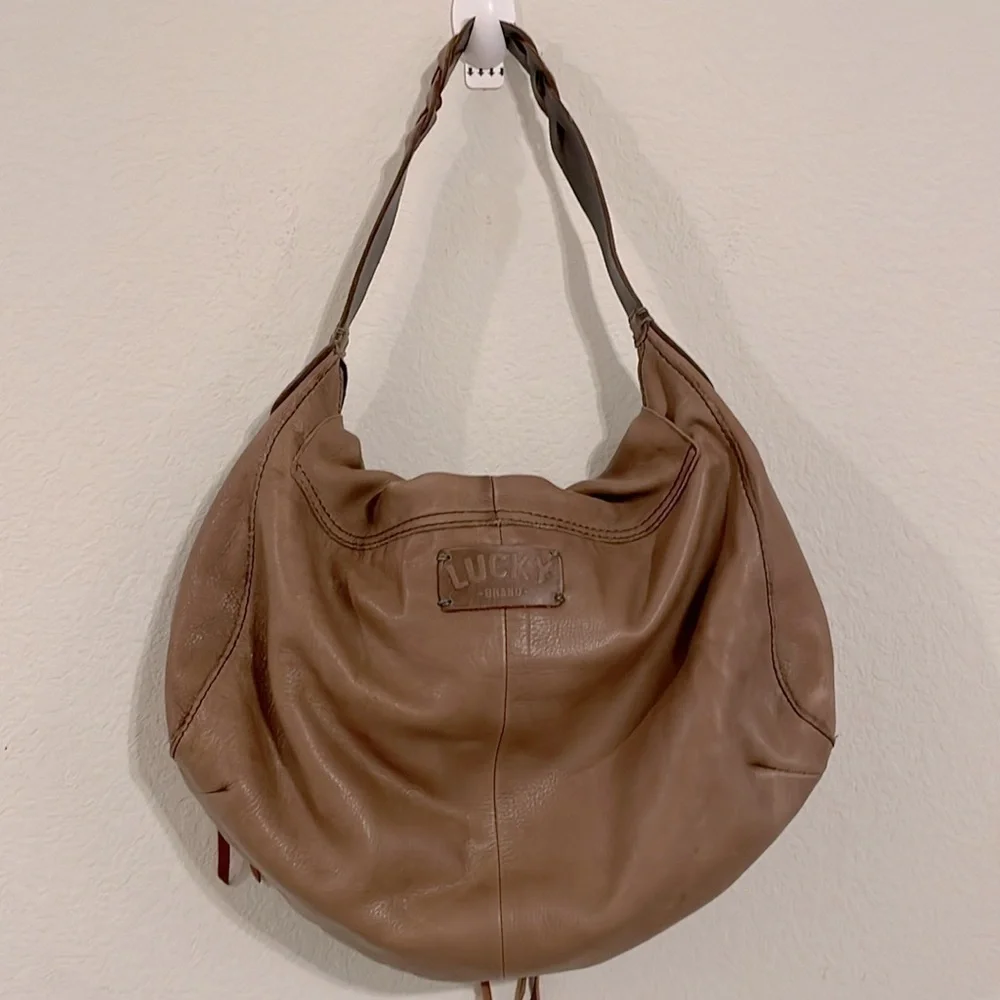 Lucky Brand Women Tote Bag Brown Leather Tassel Fringe Bohemian Coastal Cowgirl